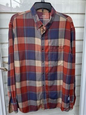 FCUK London Street Fashion Sz L  FLANNEL BUTTON LONG SLEEVE SHIRT